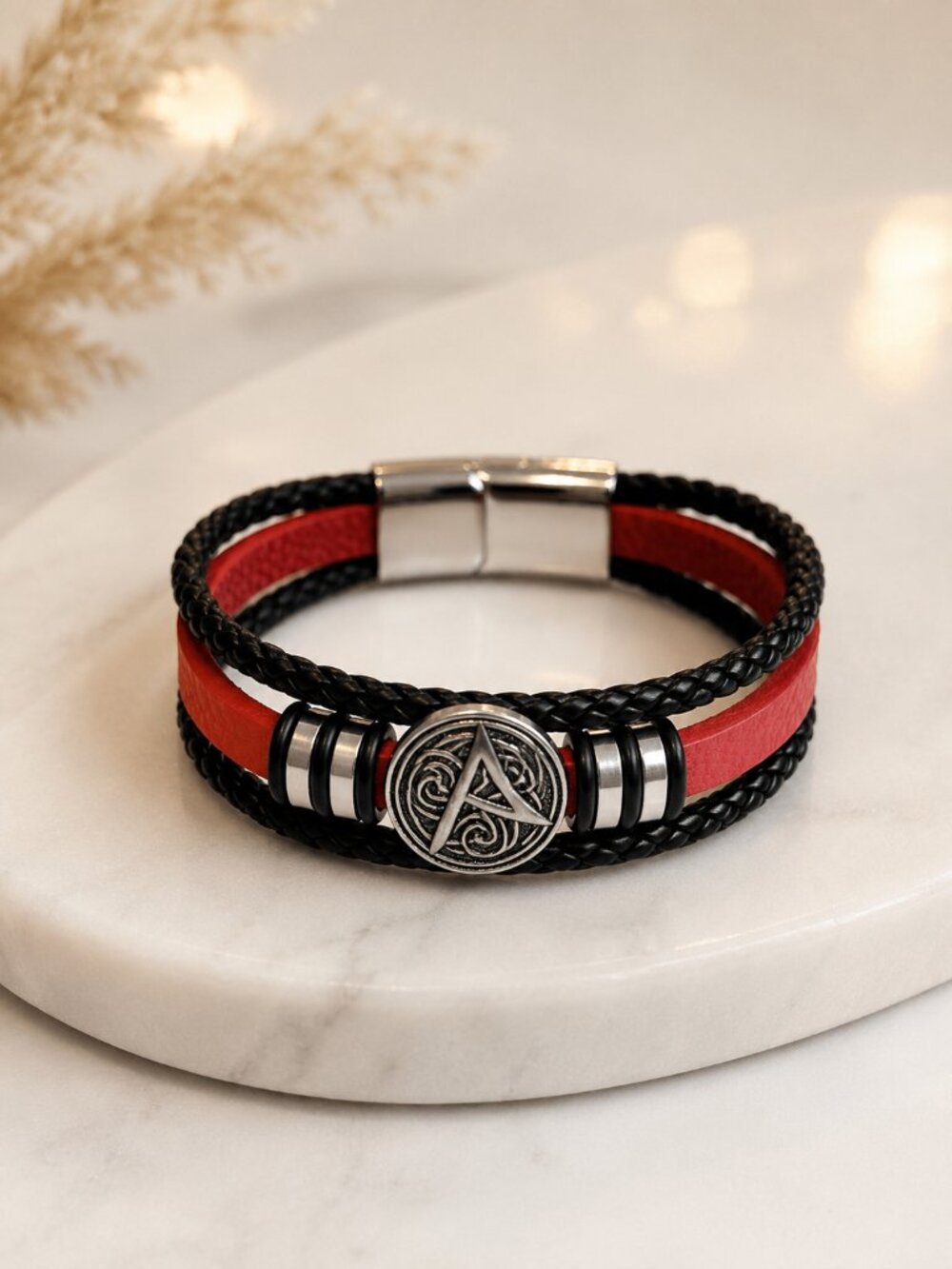 Leather Layered Viking Charm Bracelet